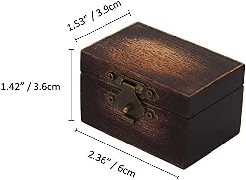 Vista 7 de DSHOM Caja de madera rústica del anillo de compromiso, caja del anillo de madera sólida para el almacenamiento del anillo de boda de la propuesta
