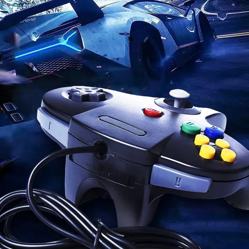 Vista 6 de Classic 64 Controlador con cable Joystick para consola N64 Game System N64 (2 paquetes, negro)