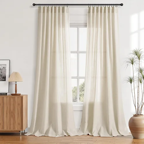 Vista 78 de Aersas Aqua Green Linen Curtains 84 Inches Long 2 Panels Set Back Tab Rod Pocket Living Room Curtain Farmhouse Rustic Light Filtering Hook Drapes