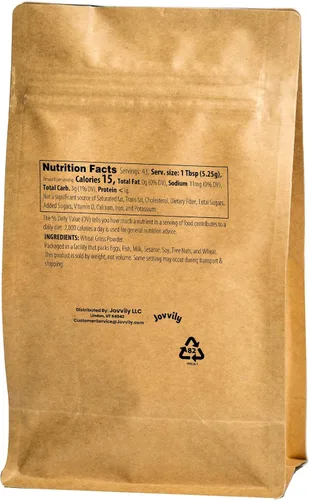 Vista 2 de Jovvily Polvo de hierba de trigo - 8 oz - Superalimento - Sin rellenos - Batidos y batidos