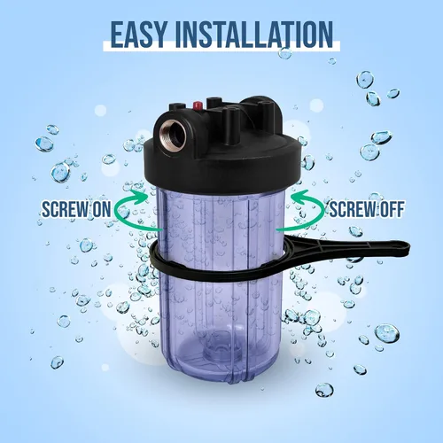 Vista 3 de Sistema purificador de filtro de agua transparente de alta capacidad de 10 x 4.5 pulgadas para toda la casa con botón de alivio de presión, puerto