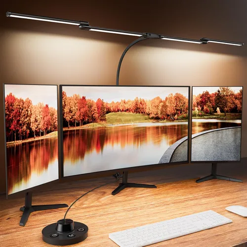 Vista 10 de LED Desk Lamp with Clamp, 23.5-31.5 Inches, Black 24W, 75 Lighting Modes, Flexible Neck Design, Telescopic Height, For Home Office Study Work