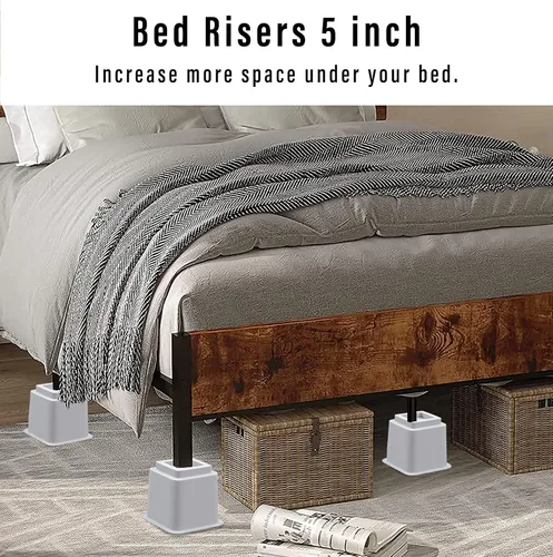 Vista 3 de Lufia Elevadores de muebles de cama resistentes, elevación en alturas de 3, 5 u 8 pulgadas, elevadores de muebles ajustables para sofá, mesa, sofá
