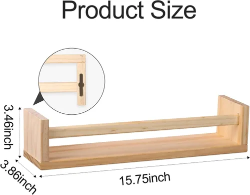 Vista 7 de Gneric Estantes flotantes para pared, estantes de libros Burlywood para guardería, estantería infantil de 15.7 pulgadas, estantes de pared