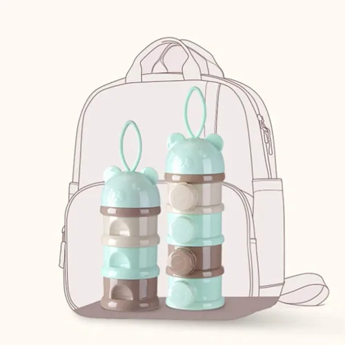 Vista 3 de Dispensador de fórmula: Contenedor de fórmula apilable de 4 compartimentos para viajes - Caja portátil de almacenamiento de leche para bebés