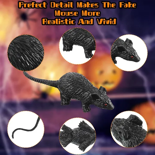 Vista 3 de Sumind 24 piezas de ratones de plástico para Halloween, ratones falsos de ratas falsas, ratones simulados, terror de ratón, rata falsa de juguete