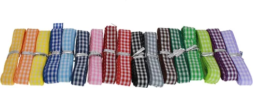 Vista 10 de Cinta de cuadros de 34 yardas, 17 colores, patrón a cuadros, borde tejido para envolver regalos, costura, lazos para el pelo (1 pulgada)