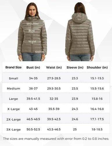 Vista 7 de Wantdo - Chaqueta de plumón con capucha para mujer, corta, ultraligera y plegable