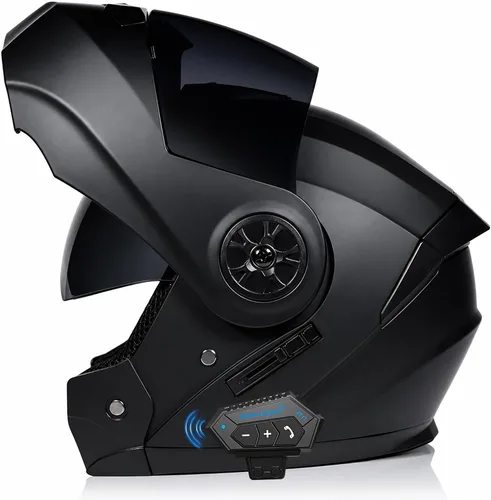 Vista 12 de Casco Modular de Motocicleta Bluetooth Aprobado DOT/ECE de Cara Completa Abatible Anti-Empañamiento Doble Visera Casco con Altavoz Dual Incorporado