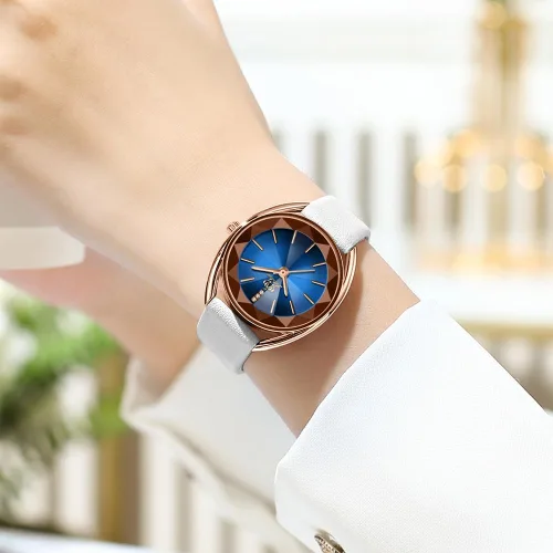 Vista 5 de Fate Love Relojes para mujer, reloj de pulsera para mujer, reloj de cuarzo de lujo, impermeable, correa de cuero, reloj delgado de diamante, reloj