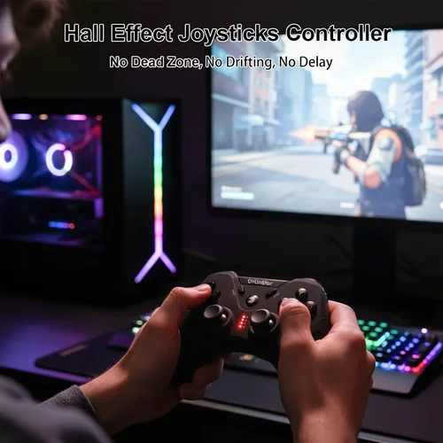 Vista 4 de DuLingKer PC Controller Wireless, PS3 Controllers PC Gamepad with Hall Effect Joysticks and Dual Vibration, 2.4G Wireless Gaming Controller for