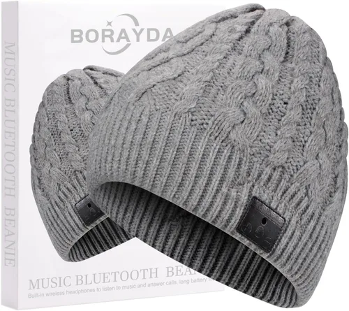 Vista 10 de BORAYDA Merino Wool Bluetooth Beanie, HD Stereo,30 Hours Play Time,Built-in Microphone, Men's/Women's Christmas Electronic Gift (Black)
