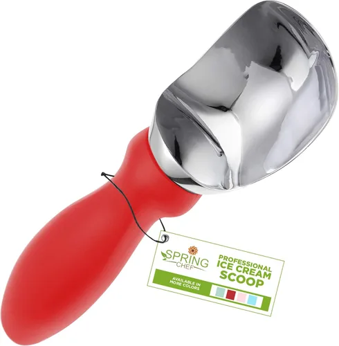 Vista 10 de Spring Chef Cuchara de helado de acero inoxidable 18/8 con mango de agarre suave, cuchara de helado resistente para helados, sorbetes, masa de Negro