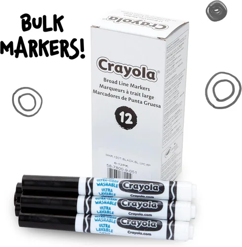 Vista 3 de 12 marcadores de punta gruesa lavables Crayola, Negro