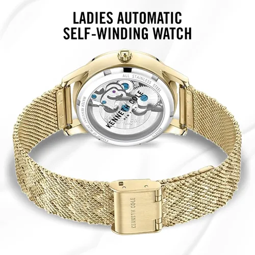 Vista 4 de Kenneth Cole - Reloj de lujo para mujer, de acero inoxidable, cuerda automática automática, resistente al agua, elegante diseño analógico con esfera