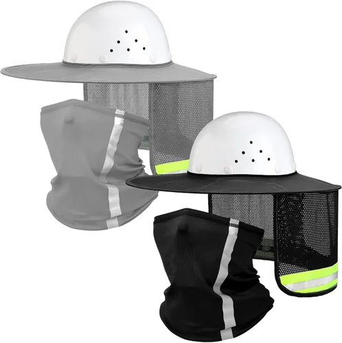 Vista 8 de SATINIOR 4 unidades de sombrero duro para sombrero de alta visibilidad, visera de sol y polaina para el cuello, bandana con tira reflectante, Negro