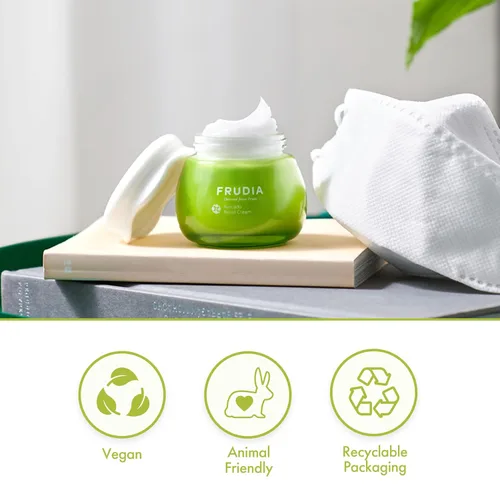 Vista 4 de FRUDIA Crema facial de alivio de aguacate (0.35 onzas), hidratante facial coreano calmante y calmante con 62% de extracto de aguacate, pantenol
