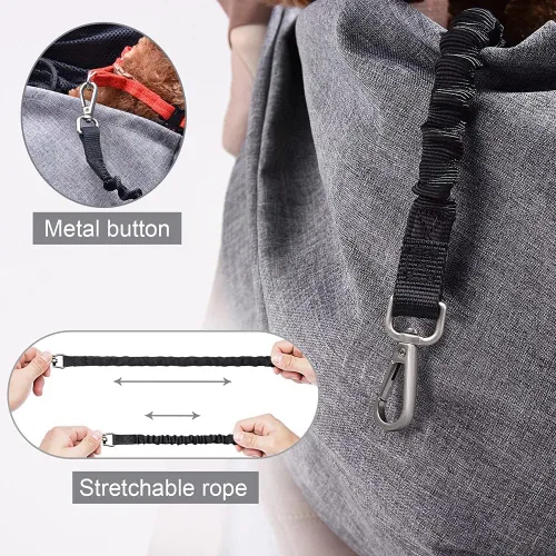 Vista 5 de Portamascotas para perros y gatos, con correa de hombro acolchada ajustable y bolsillo de malla, para paseos al aire libre