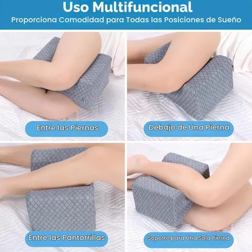 Vista 6 de SweetSlubr Almohada de rodilla de espuma viscoelástica para dormir de lado, almohada de piernas, gris