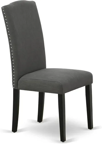 Vista 6 de East West Furniture ESEN3-BCH-20 - Juego de mesa y sillas de cocina de 3 piezas contiene una mesa redonda de comedor con pedestal y 2 sillas Parsons