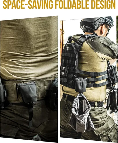 Vista 3 de OneTirgis Dump Pouch - Tactical Belt Mounted MOLLE Dump Pouch, Roll Up Foldable Magazine Mag Pouch, Quick-Release Utility Waist Bag Negro