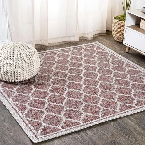 Vista 25 de JONATHAN Y Tapete marroquí con diseño enrejado para interiores y exteriores, 2 x 8 pies, marrón/beige, tejido texturizado de trébol para patio