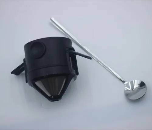 Vista 6 de Cafetera portátil de 16 onzas con filtro plegable y agitador, taza de viaje aislada de acero inoxidable con tapa, no necesita filtro de papel, sin
