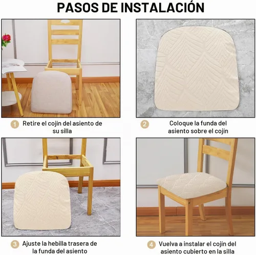 Vista 3 de Gute Fundas para Asiento de Silla, Funda de Silla de Ante con Cintas Elásticas y Botón, Protectores de Silla Tapizada Desmontables y Lavables