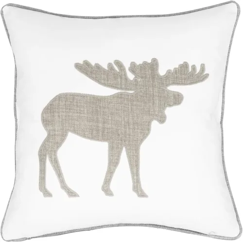 Vista 10 de Fundas de almohada decorativas con diseño de oso, fundas de cojín bordadas de algodón y lino, 45,7 x 45,7 cm (gris)
