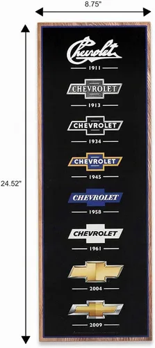 Vista 6 de Open Road Brands Chevrolet Logo Evolution - Decoración de pared de madera vertical - Arte de pared grande de Chevrolet para cueva de hombre o garaje