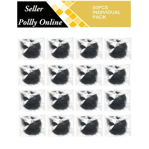 Vista 2 de 50 redecillas invisibles con borde elástico de malla para moño de ballet de 20" (50 cm) color negro