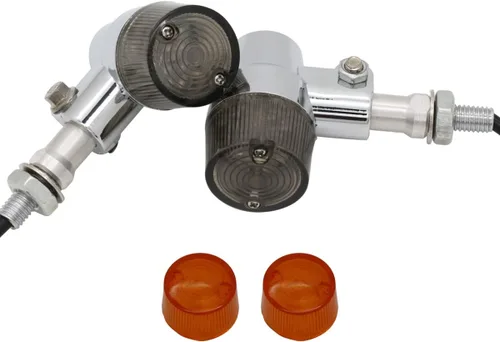 Vista 4 de FATECIM 2 unids motocicleta LED intermitente indicador ámbar luz mini bala aluminio moto indicadores intermitentes 12V universal (negro)
