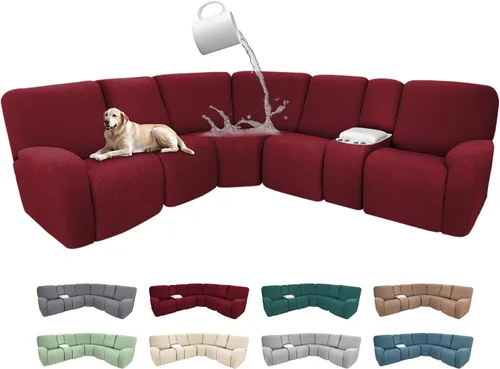 Vista 97 de Fundas de sofá reclinable seccional 100% impermeables para sofá reclinable en forma de L, funda de sofá modular de esquina en forma de L, fundas