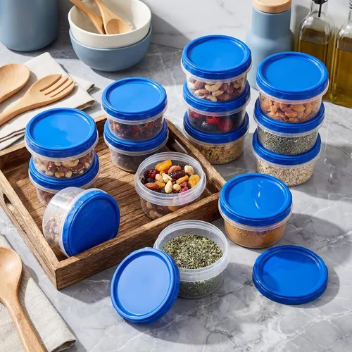 Vista 2 de Sieral Paquete de recipientes para congelador de 8 onzas con tapas, azul