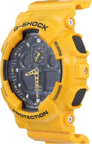 Vista 3 de Casio Reloj G-Shock GA100A-9A para hombre NegroAmarillo Reloj de cuarzo cronógrafo