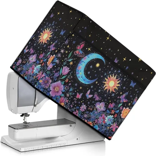 Vista 10 de Funda para máquina de coser de girasoles de otoño con prácticos bolsillos, cubierta protectora duradera acolchada contra el polvo, accesorios