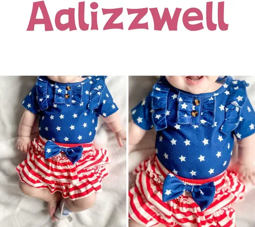 Vista 3 de Aalizzwell Traje de verano para bebés recién nacidos
