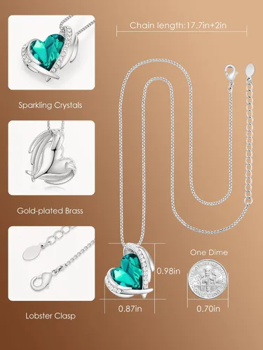 Vista 4 de CDE Love Heart Pendant Necklaces for Women Silver Tone Rose Gold Tone Crystals Birthstone Christmas Jewelry Gifts for Women BirthdayAnniversary