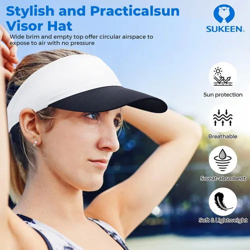 Vista 7 de Sukeen Visera elástica refrescante de tamaño libre con protección UV, visera pico para golf, tenis, ciclismo, correr