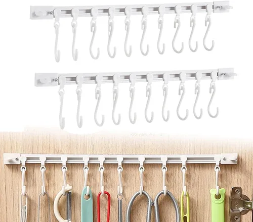 Vista 9 de Gancho multifuncional para riel deslizante, estante colgante de utensilios de cocina, colgador de pared, soporte para utensilios de ahorro