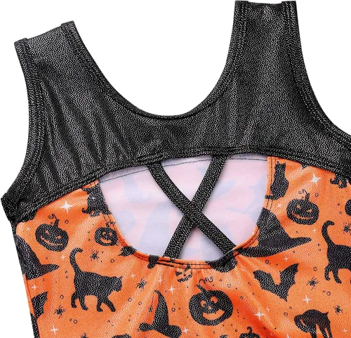 Vista 4 de TFJH E Leotardos de gimnasia para niñas, ropa de ballet para práctica, espalda cruzada, de una pieza, 3-12 años