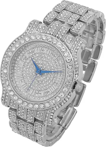 Vista 3 de Charles Raymond Bling-ed Out Ultimate Hip Hop Royalty Reloj para hombre con número romano de fácil lectura o indicadores de tiempo de diamantes