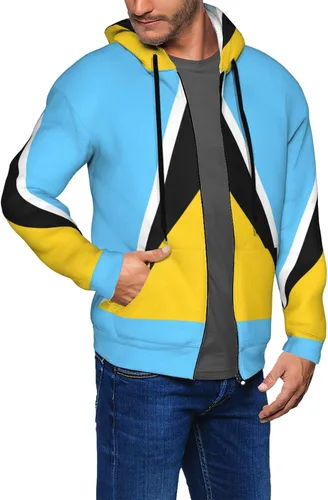 Vista 6 de KADEUX Sudadera con capucha de la bandera de Santa Lucía para hombre y mujer, con cremallera completa