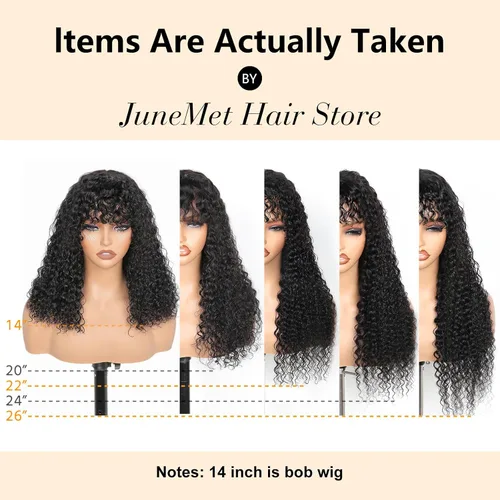 Vista 7 de Ruiyu Shaggy Haircuts Bob Curly Wig with Bangs Human Hair 2x4 HD Lace Closure Wear and Go Glueless Wig Water Wave Wigs with Bangs for Black Women