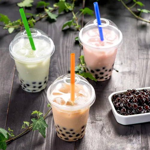 Vista 7 de 50 pajitas Boba envueltas individualmente, batido de plástico multicolor, batido gigante, pajitas grandes desechables de boca ancha
