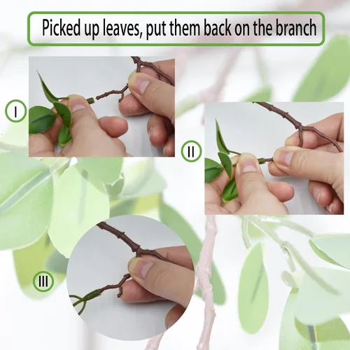 Vista 3 de Paquete de 5 tallos de ficus artificiales, arbustos verdes falsos, de 44 pulgadas, plantas de ramitas de ficus falsas con hojas de ramas sintéticas