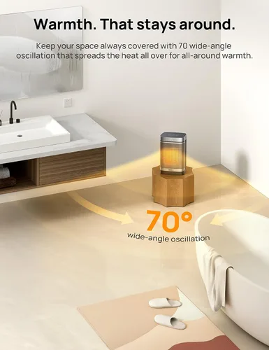 Vista 3 de DREO Calentador de espacio para baño e interior, calentador portátil, calentador de cerámica PTC, seguro y silencioso de 1500 W, termostato digital