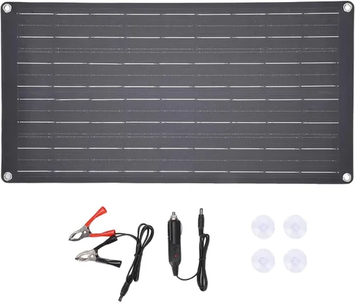 Vista 5 de WALFRONT Cargador de coche de panel solar, cargador de batería portátil eficiente de 25 W para emergencias al aire libre, ligero para acampar