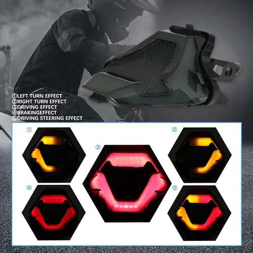 Vista 5 de JMTBNO Luz Trasera de Freno de Moto con Señales de Giro LED Compatible con Yamaha YZF R3 R25 Y15ZR MT07 FZ07 LC150
