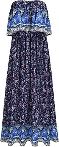 Vista 3 de ONGJWU Vestidos de verano para mujer, vestido largo de playa, bohemio, estampado floral, vestido de vacaciones, vestidos casuales de moda, S-2XL